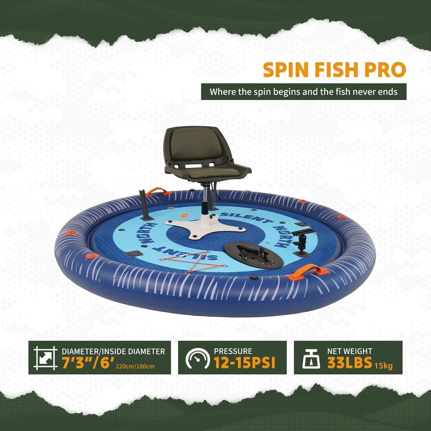 Spin Fish Pro Round Electric Inflatable Fishing Boat – Stable 360° Casting Platform