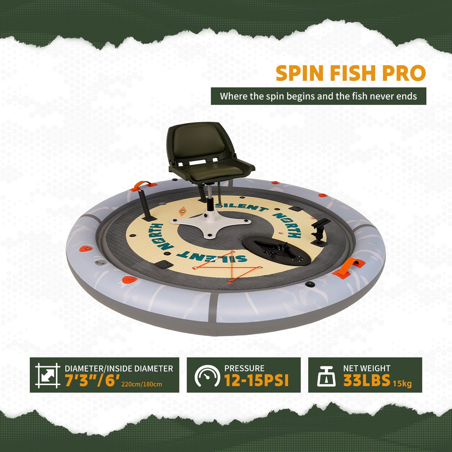 Spin Fish Pro Round Electric Inflatable Fishing Boat – Stable 360° Casting Platform