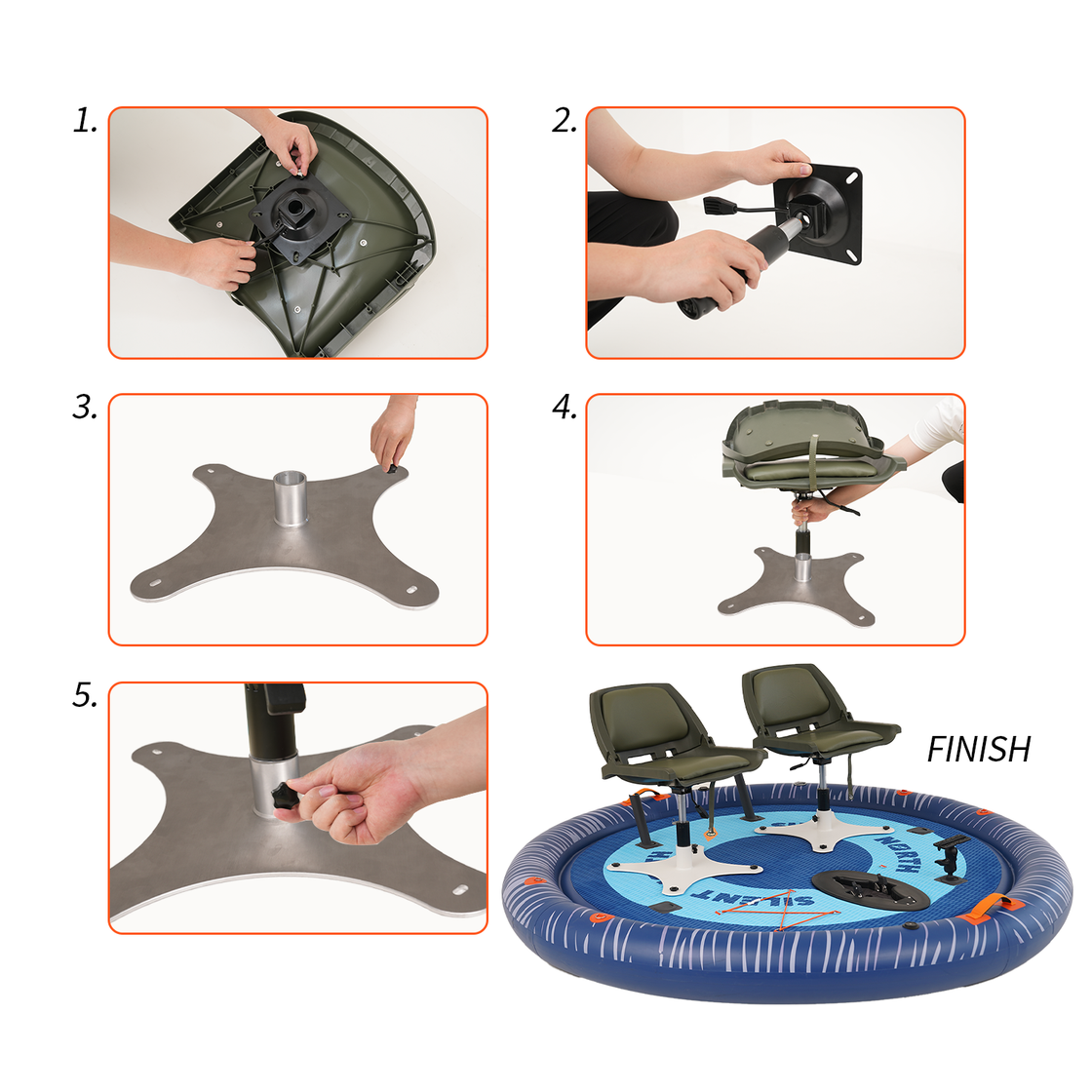 360° Adjustable Swivel Seat — Compatible with SpinFish Pro Inflatable Fishing Boat