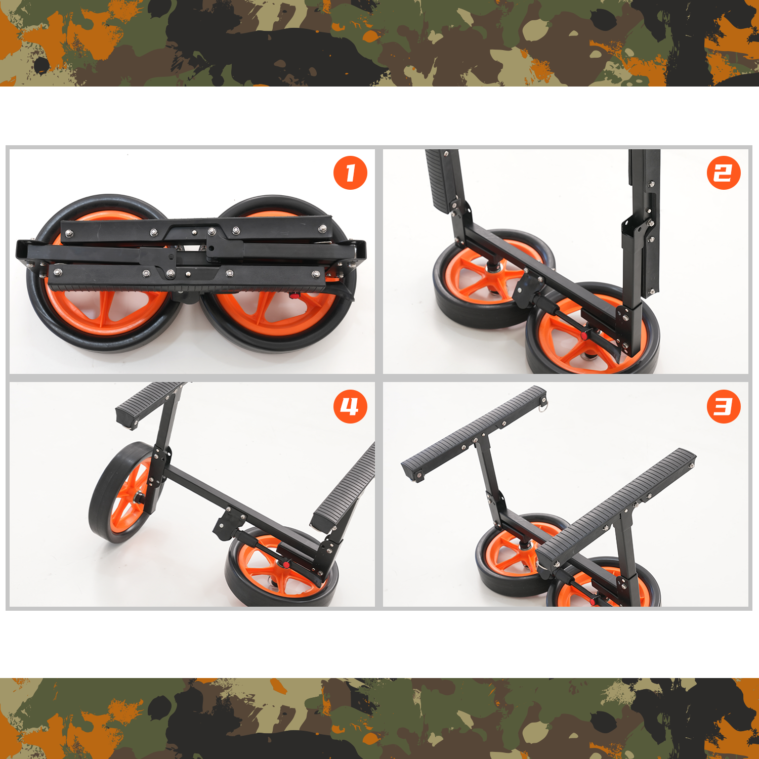 Foldable Aluminum Trolley with Wide Wheels for Kayak, Inflatable Boat & SUP