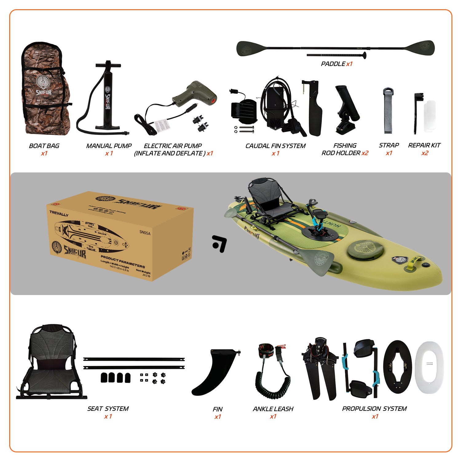 Trevally Inflatable Pedal Drive Fishing SUP-Kayak Hybrid