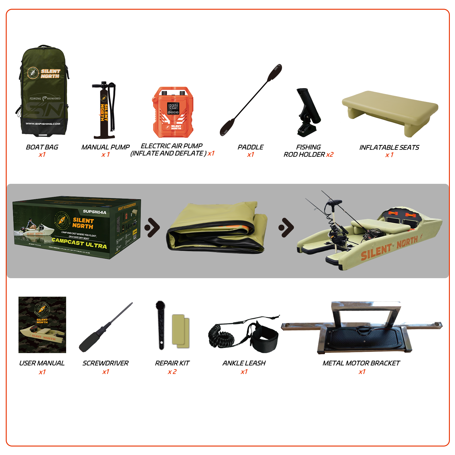 CampCast Ultra Inflatable Fishing Boat | Durable & Compatible with Gasoline and Electric Motors