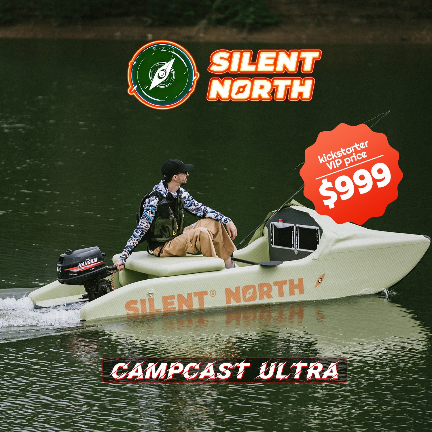 CampCast Ultra Inflatable Fishing Boat | Durable & Compatible with Gasoline and Electric Motors