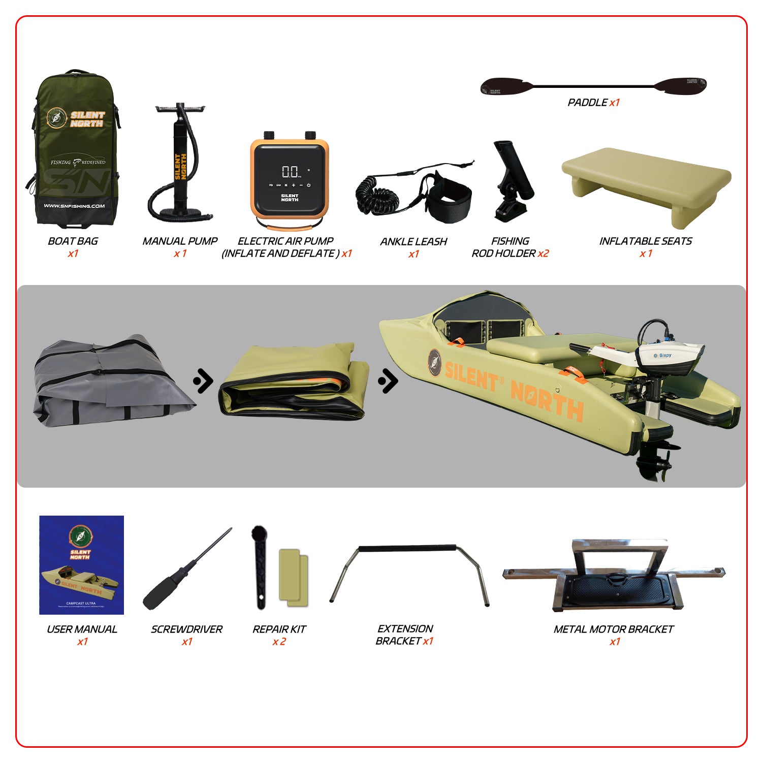 CampCast Ultra Inflatable Fishing Boat | Durable & Compatible with Gasoline and Electric Motors