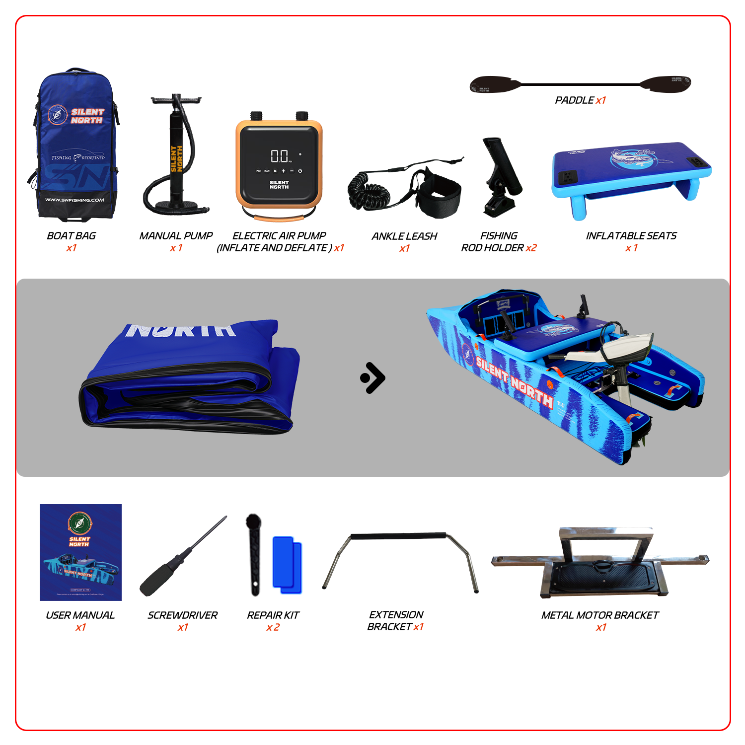 CampCast Ultra Inflatable Fishing Boat Sports Edition | Durable & Compatible with Gasoline and Electric Motors