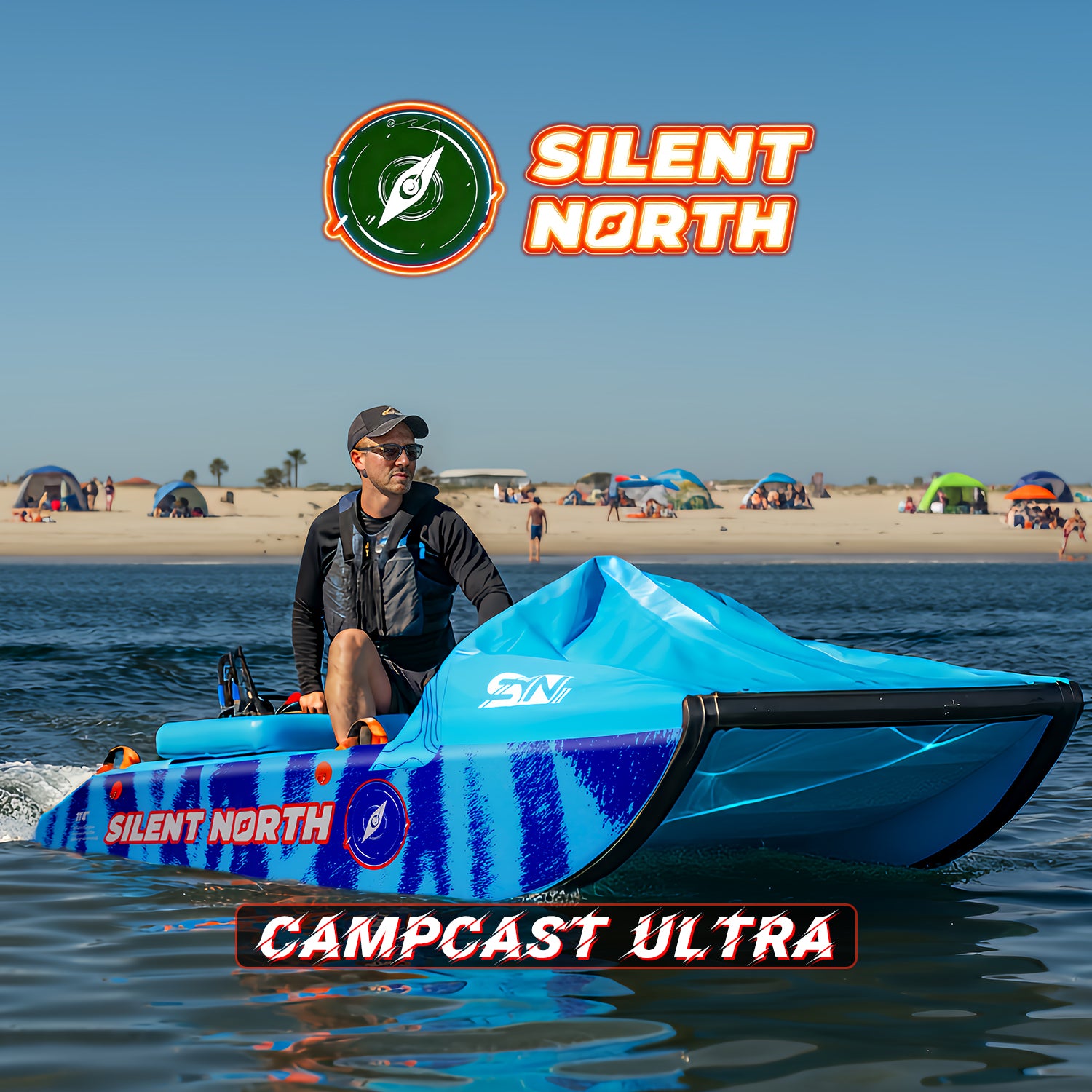 CampCast Ultra Inflatable Fishing Boat Blue Color | Durable & Compatible with Gasoline and Electric Motors