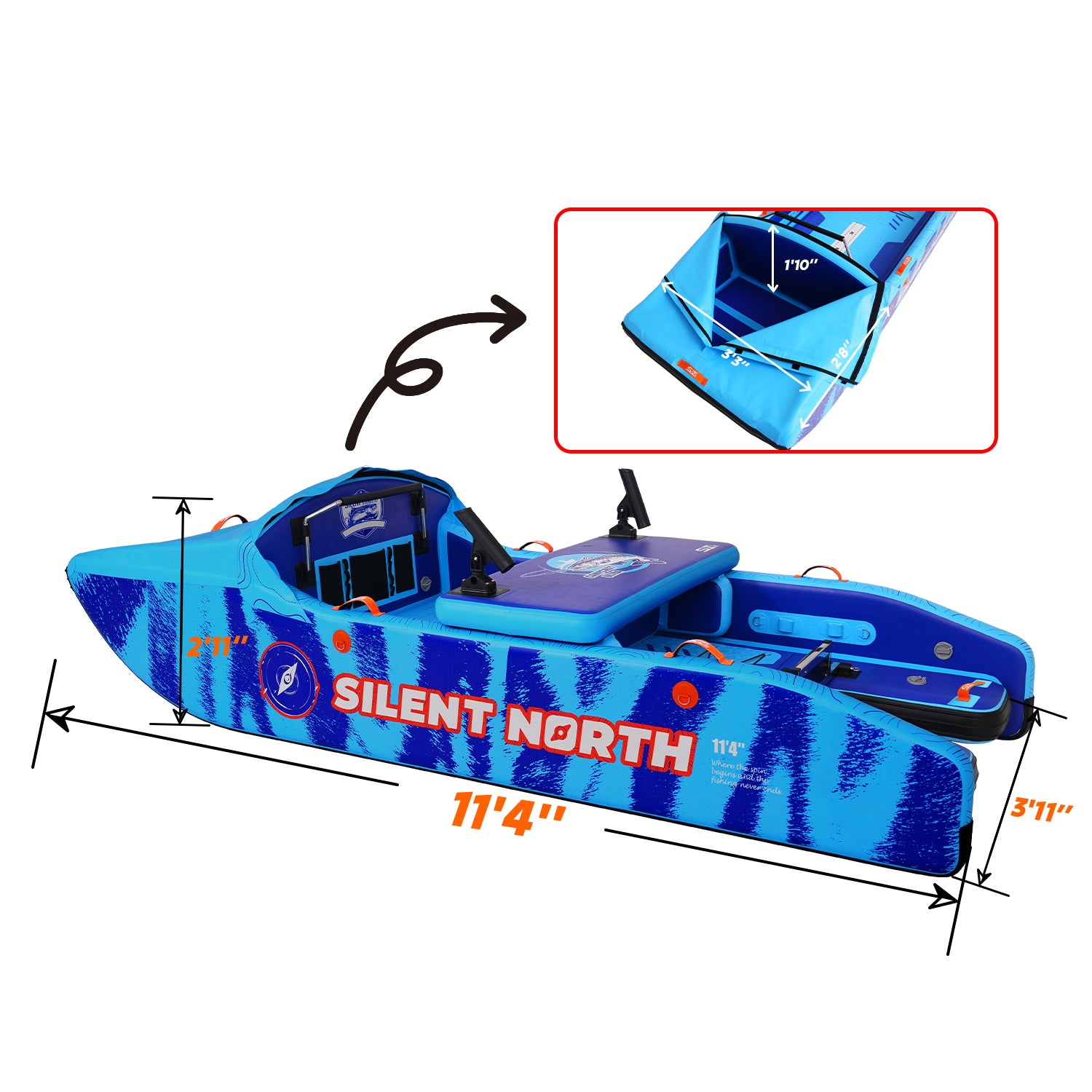 CampCast Ultra Inflatable Fishing Boat Blue Color | Durable & Compatible with Gasoline and Electric Motors