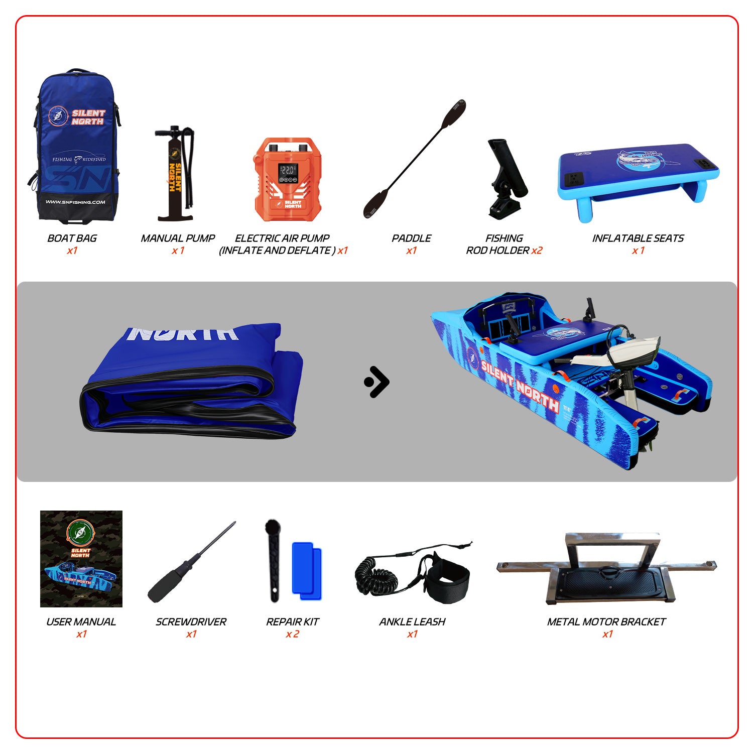 CampCast Ultra Inflatable Fishing Boat Blue Color | Durable & Compatible with Gasoline and Electric Motors