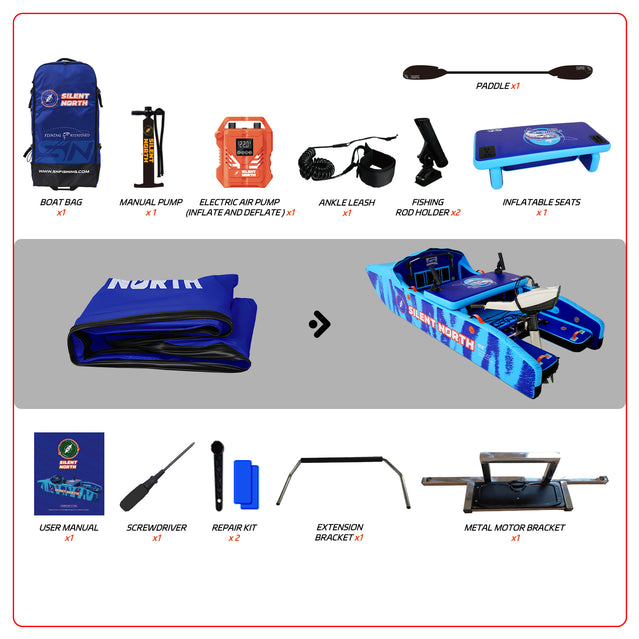 CampCast Ultra Inflatable Fishing Boat Blue Color | Durable & Compatible with Gasoline and Electric Motors