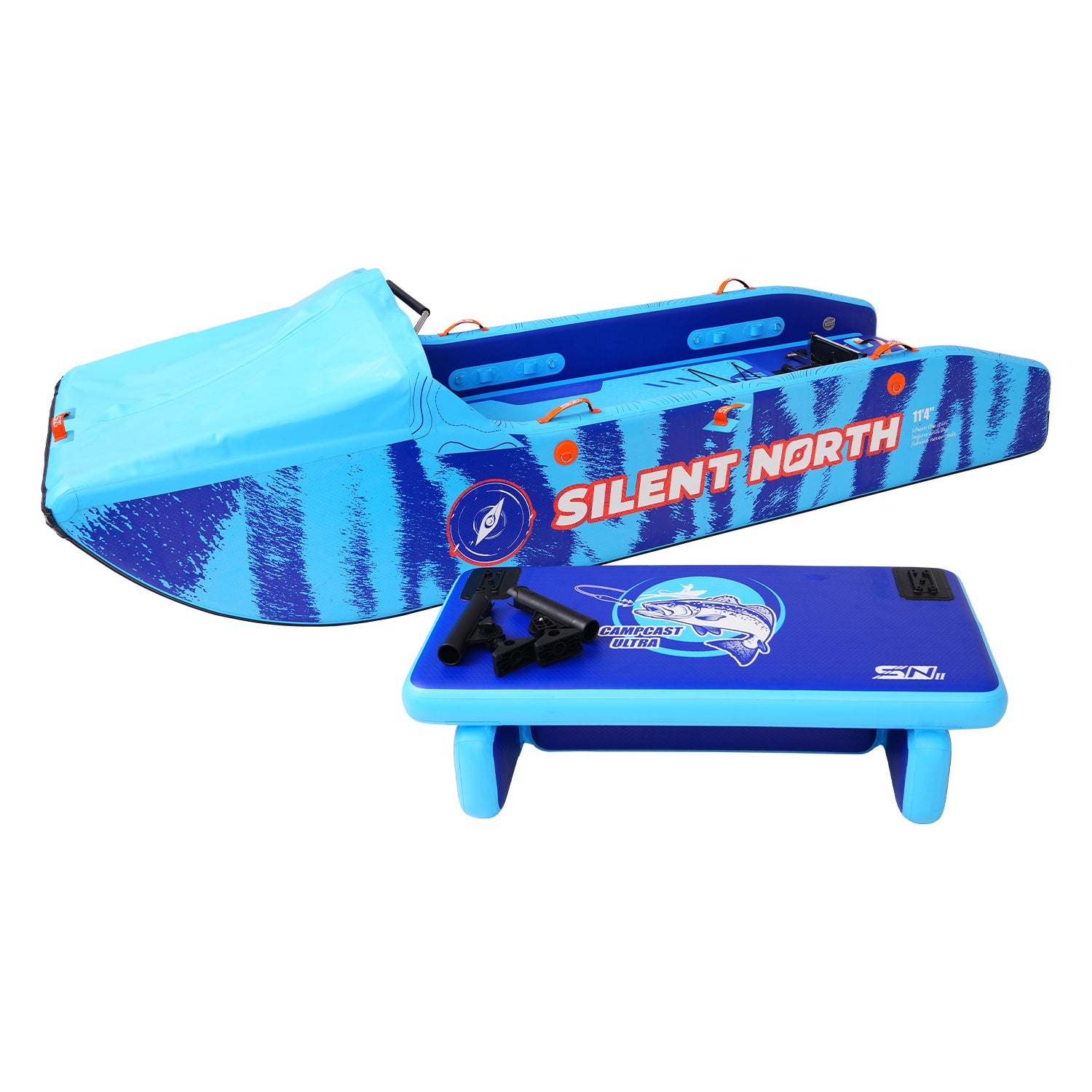 CampCast Ultra Inflatable Fishing Boat Blue Color | Durable & Compatible with Gasoline and Electric Motors