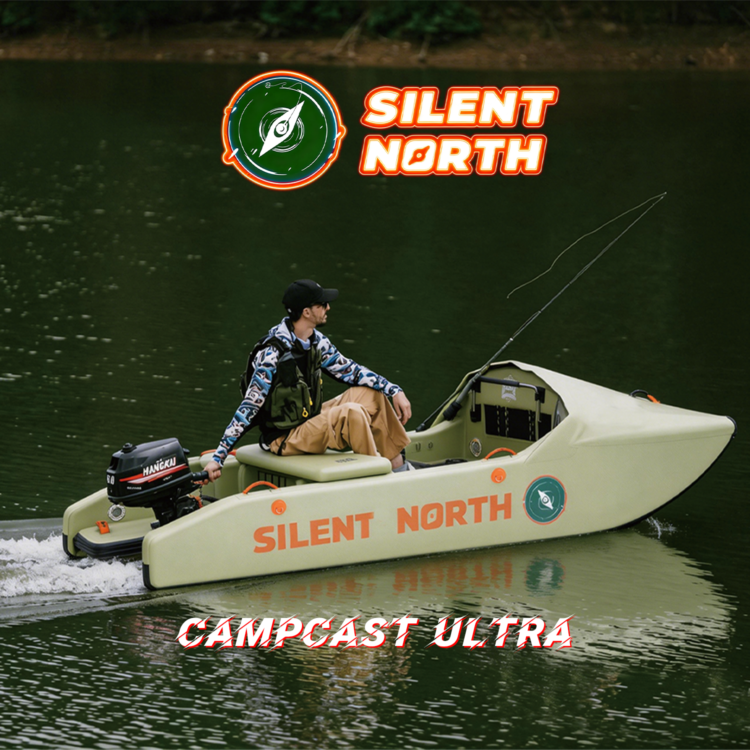CampCast Ultra Inflatable Fishing Boat Sports Edition | Durable & Compatible with Gasoline and Electric Motors