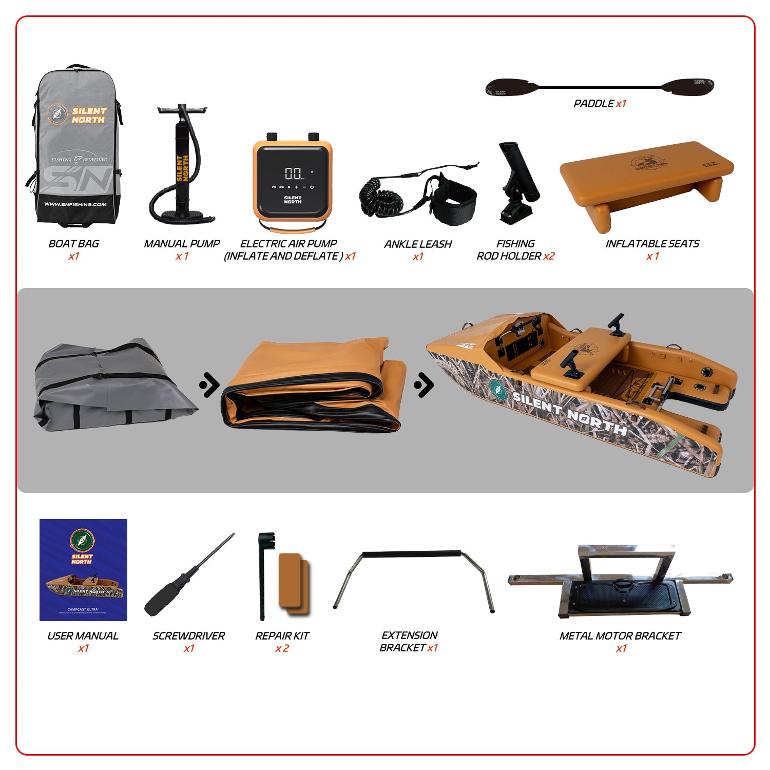 CampCast Ultra Inflatable Fishing Boat Waterfowl Edition