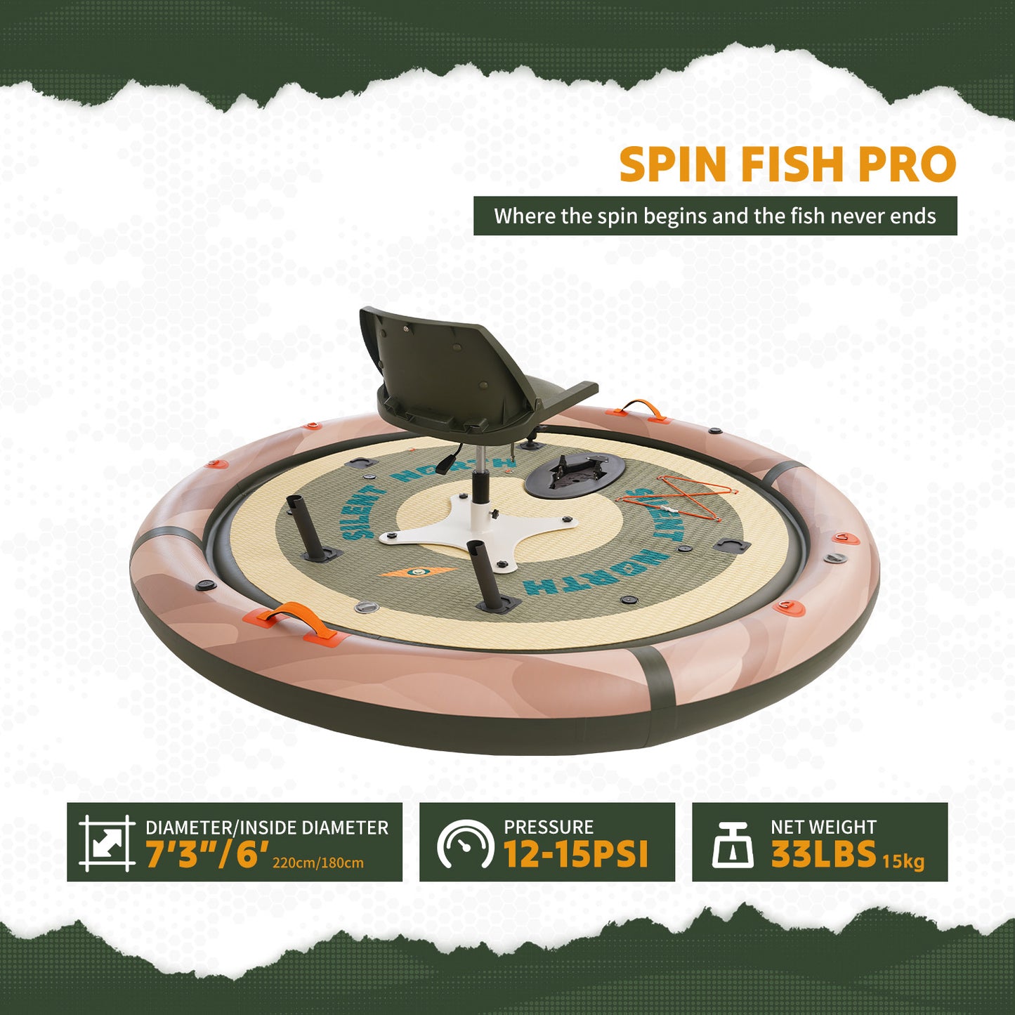 Spin Fish Pro Round Electric Inflatable Fishing Boat – Stable 360° Casting Platform